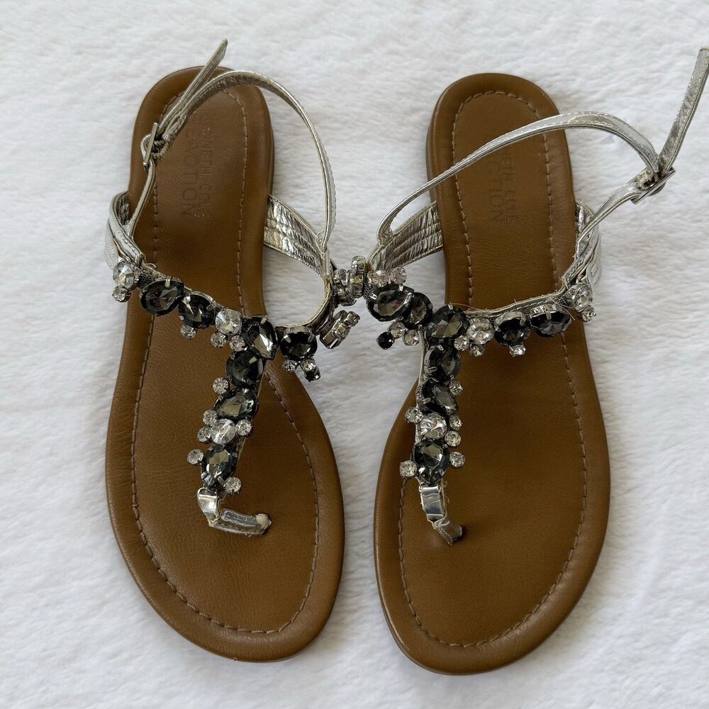 Kenneth Cole Reaction Sandals Faux Jewels Ankle Straps Women’s Size 8